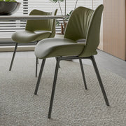 Armless Curved Back Faux Leather Metal Dining Chair