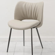 Armless Curved Back Faux Leather Metal Dining Chair
