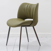 Armless Curved Back Faux Leather Metal Dining Chair