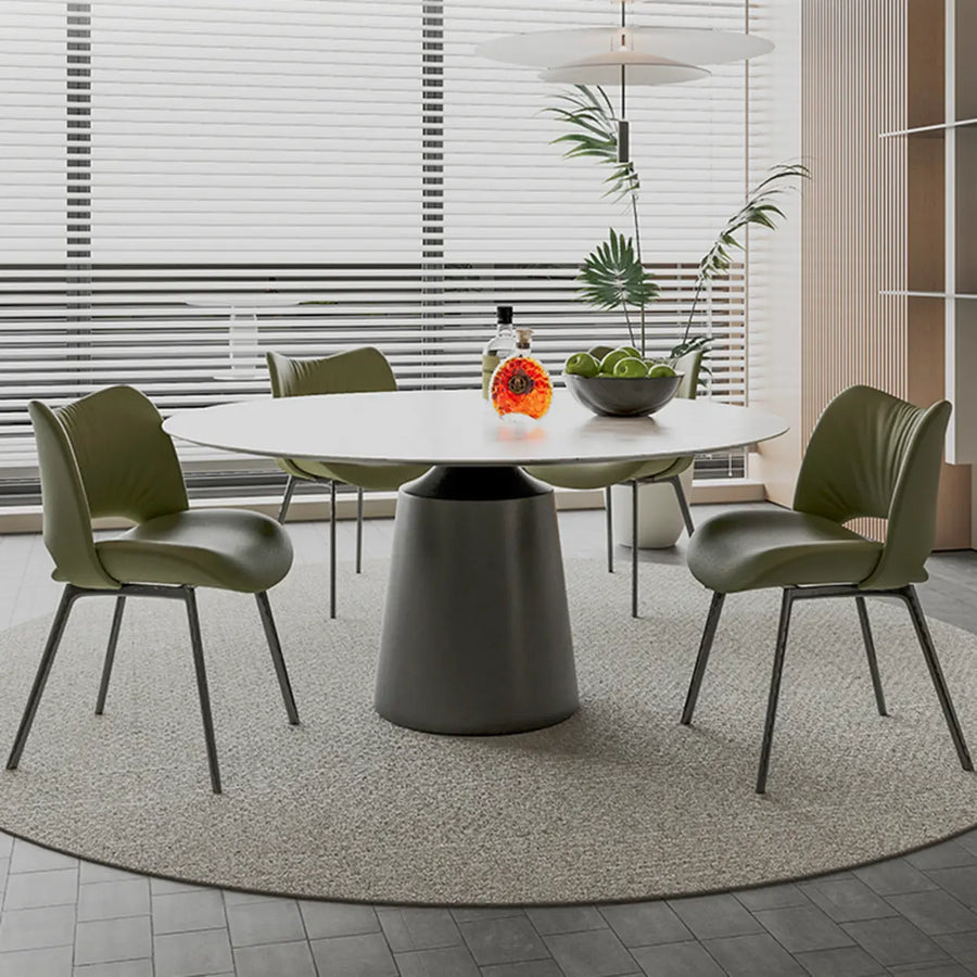Armless Curved Back Faux Leather Metal Dining Chair