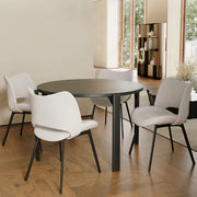 Armless Curved Back Faux Leather Metal Dining Chair