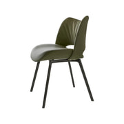 Armless Curved Back Faux Leather Metal Dining Chair