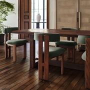 Armless Curved Back Wood Upholstered Dining Chair Green