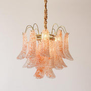 Art Deco Colorful 3 Tiers Glass Leaf Flower Chandelier