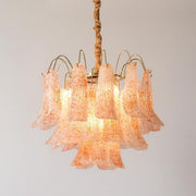 Art Deco Colorful 3 Tiers Glass Leaf Flower Chandelier