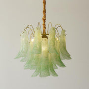 Art Deco Colorful 3 Tiers Glass Leaf Flower Chandelier