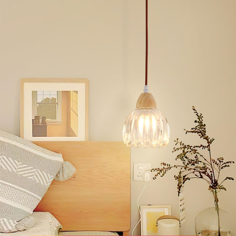Art Deco Geometric Dome Clear Glassy Pendant Light