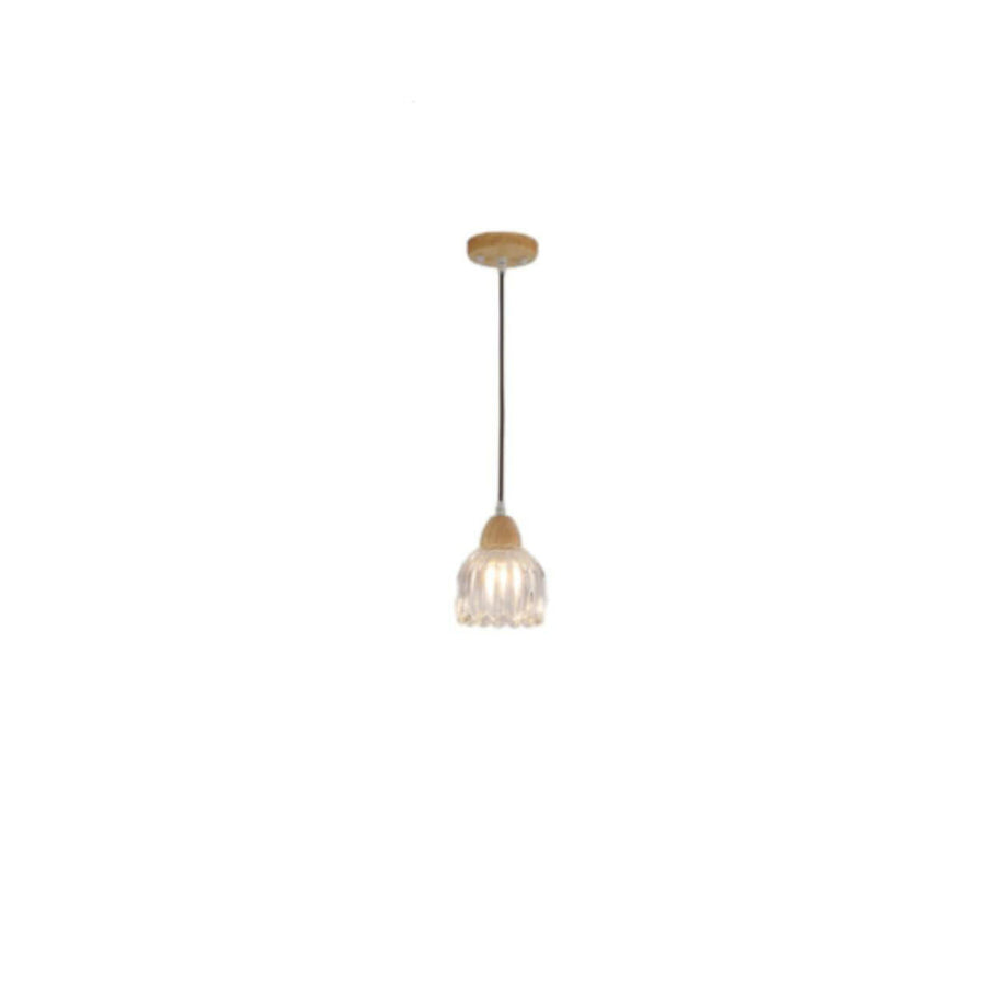 Art Deco Geometric Dome Clear Glassy Pendant Light