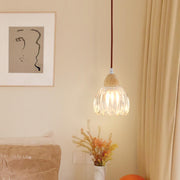 Art Deco Geometric Dome Clear Glassy Pendant Light