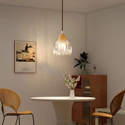 Art Deco Geometric Dome Clear Glassy Pendant Light