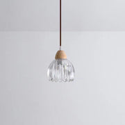 Art Deco Geometric Dome Clear Glassy Pendant Light