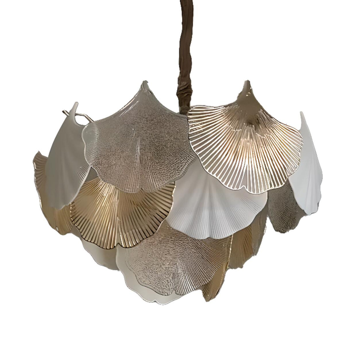 Art Deco Glass Ginkgo Leaves Pendant Chandelier