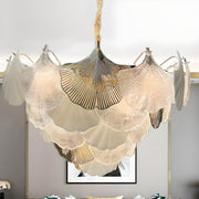 Art Deco Glass Ginkgo Leaves Pendant Chandelier