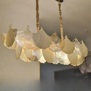 Art Deco Glass Ginkgo Leaves Pendant Chandelier