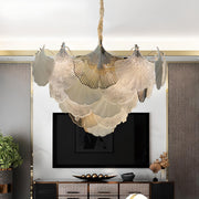 Art Deco Glass Ginkgo Leaves Pendant Chandelier
