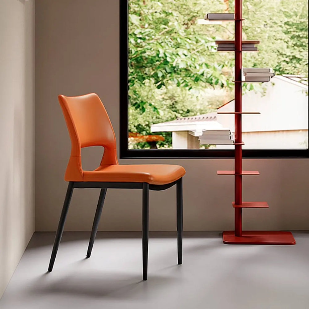 Art Deco Orange Armless Dining Chair with Airy Back
