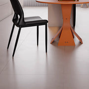 Art Deco Orange Armless Dining Chair with Airy Back