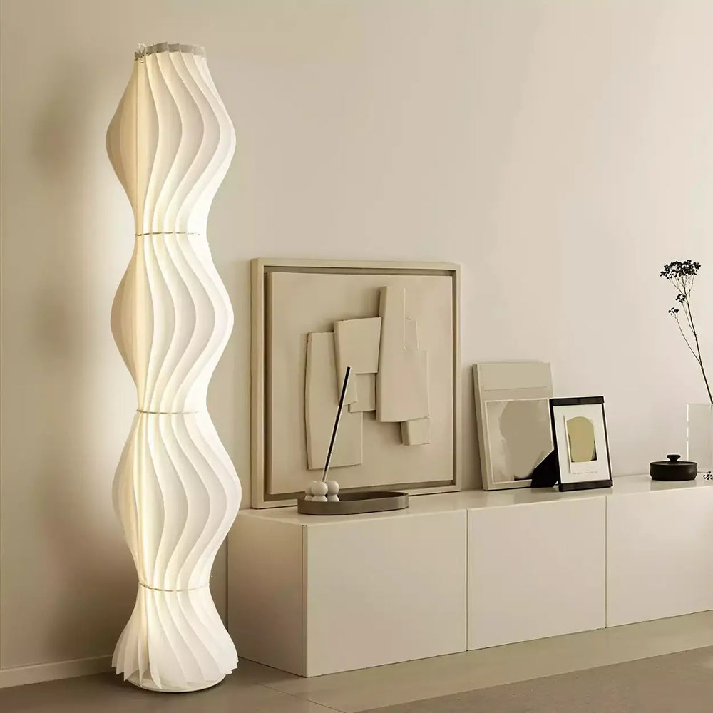 Art Deco Wave Patterned Column Acrylic Floor Lamp