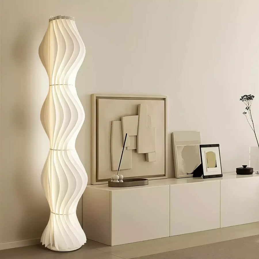 Art Deco Wave Patterned Column Acrylic Floor Lamp
