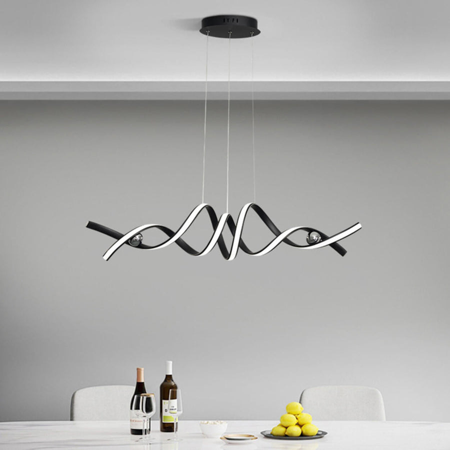 Artistic Curve Gold Adjustable Island Pendant Light