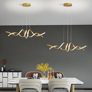 Artistic Curve Gold Adjustable Island Pendant Light