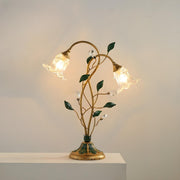 Artistic Double Glass Shade Flower-Shaped Table Lamp