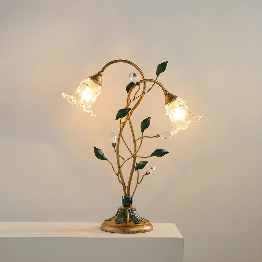 Artistic Double Glass Shade Flower-Shaped Table Lamp