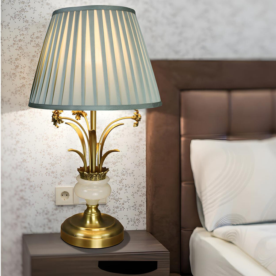 Artistic Elegant Gold Floral Metal Base Table Lamp