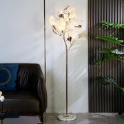 Artistic Maple Leaf Branch White Metal Floor Lamp