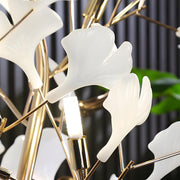 Artistic Maple Leaf Branch White Metal Floor Lamp