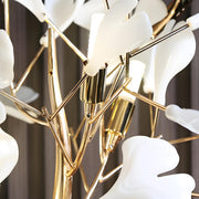 Artistic Maple Leaf Branch White Metal Floor Lamp