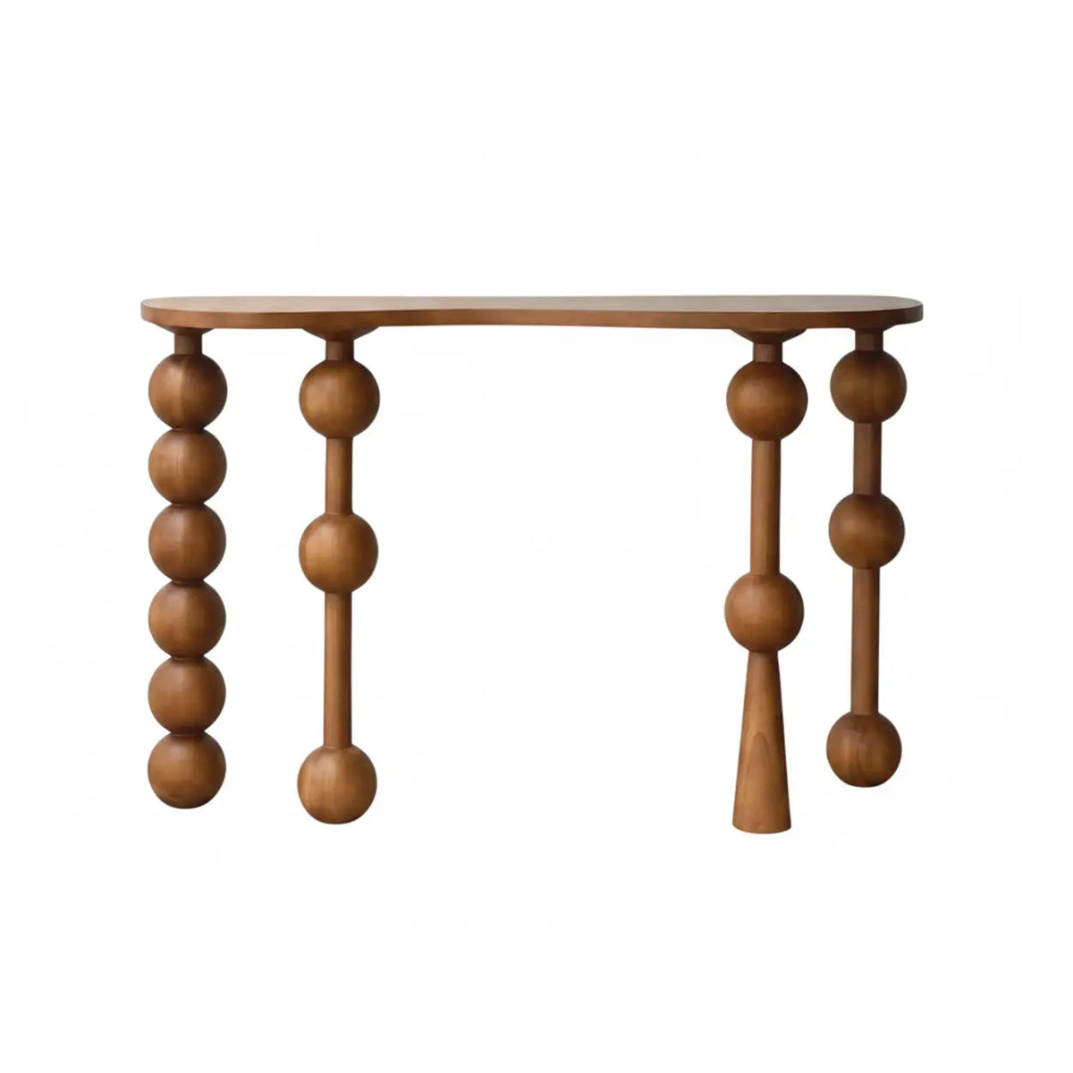 Artistic Turned Leg Walnut Wood Entry Console Table
