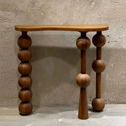 Artistic Turned Leg Walnut Wood Entry Console Table