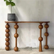 Artistic Turned Leg Walnut Wood Entry Console Table