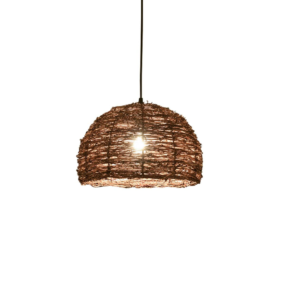 Asian Drum Rattan Pendant Light Adjustable Height
