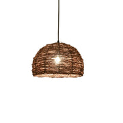 Asian Drum Rattan Pendant Light Adjustable Height