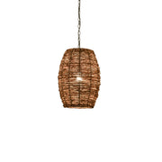 Asian Drum Rattan Pendant Light Adjustable Height