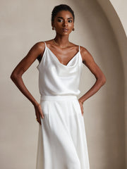 19Momme Silk Spaghetti Strap Cowl Neck Camisoles Top