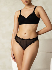 100% Mulberry Silk Sexy Ruffle-Trim Panty(Bra NOT Included)