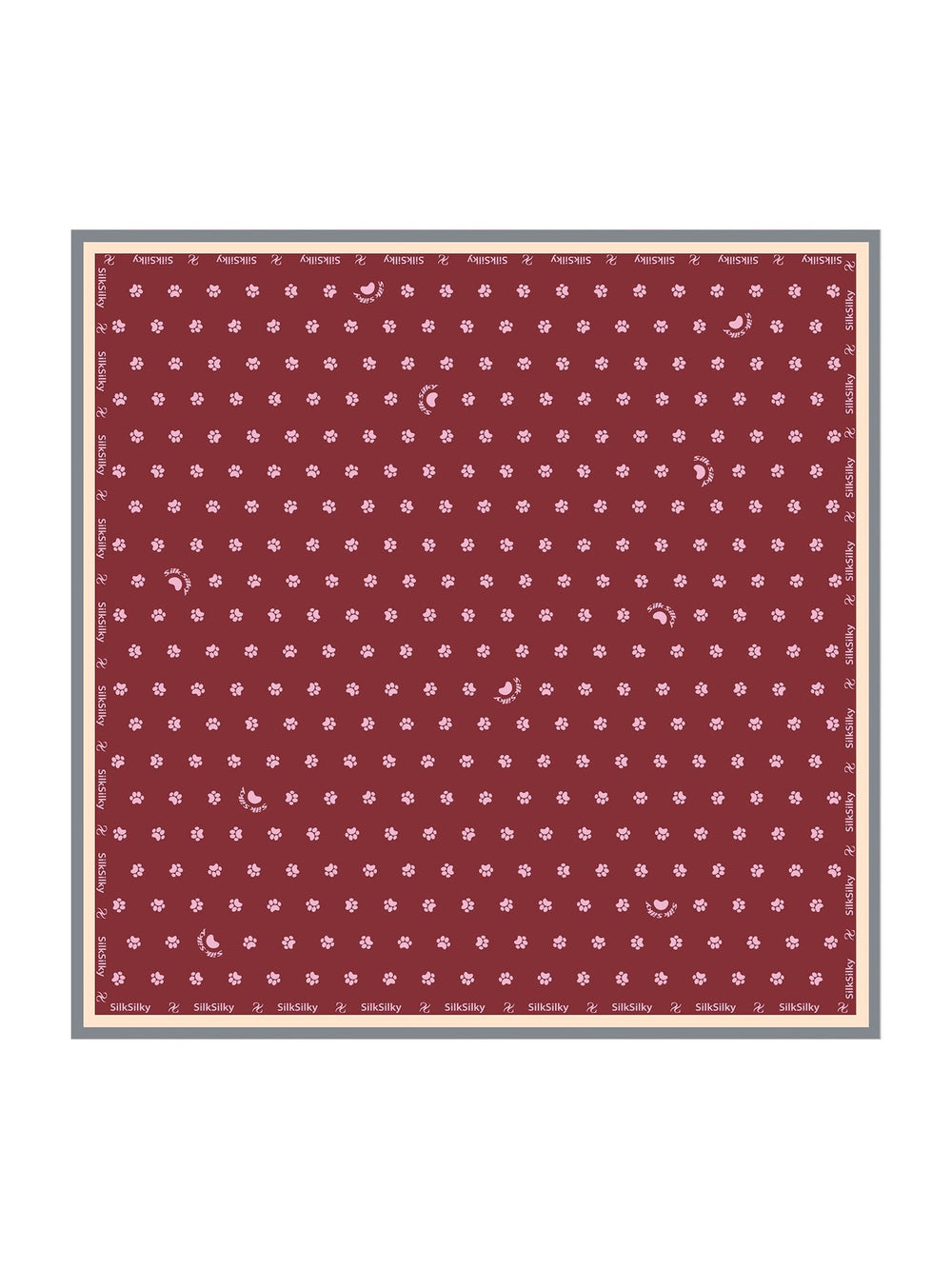 100% Mulberry Silk Paw Print Square Scarf - Size 90x90cm