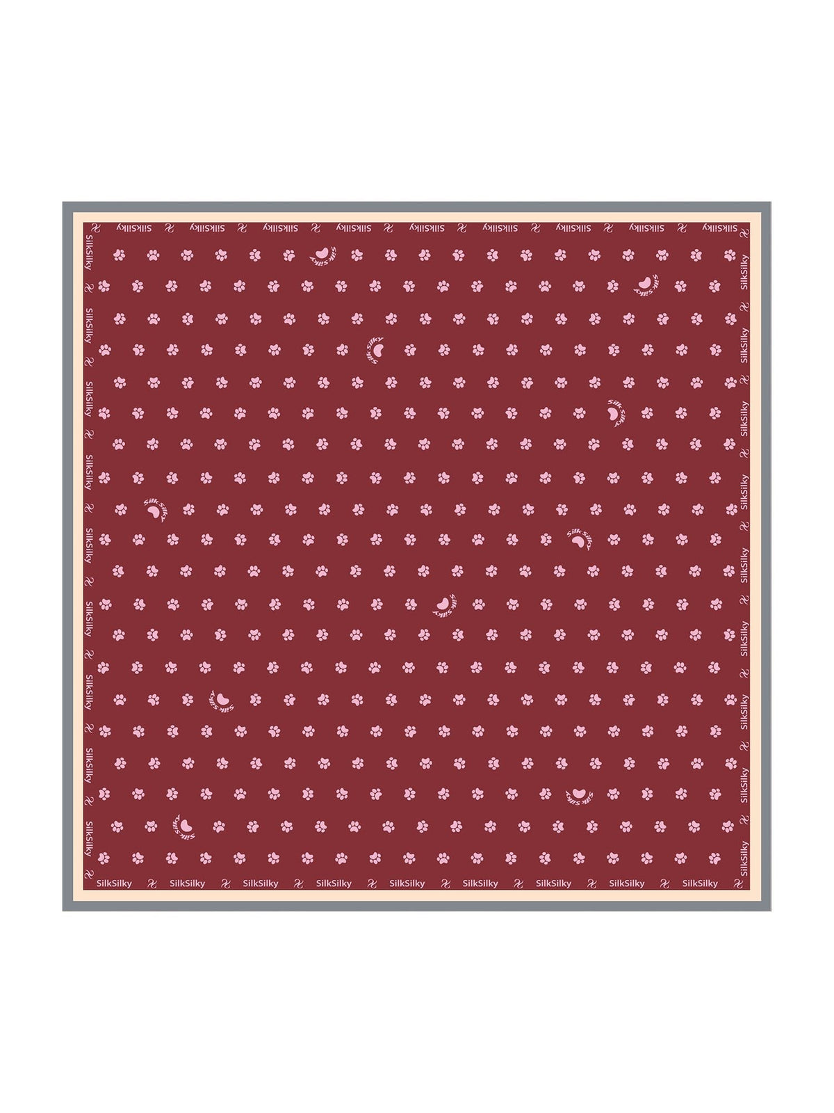 100% Mulberry Silk Paw Print Square Scarf - Size 90x90cm