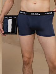 3Pcs 100% Mulberry Silk Men's Comfort Breathable Boxer Brief Underwear