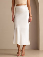 19Momme Silk High Waist Elegant Maxi Skirt