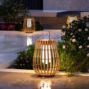 Bamboo Lantern Outdoor Table Lamp Portable Pillar Light