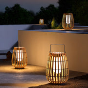 Bamboo Lantern Outdoor Table Lamp Portable Pillar Light