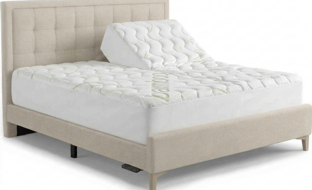 Top Split King (Flex King) Waterproof Bamboo Jacquard Mattress Pad