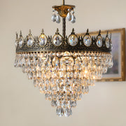 Baroque Tiered Crown Crystal Droplets Chandelier