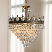 Baroque Tiered Crown Crystal Droplets Chandelier