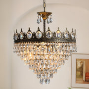 Baroque Tiered Crown Crystal Droplets Chandelier