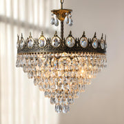 Baroque Tiered Crown Crystal Droplets Chandelier